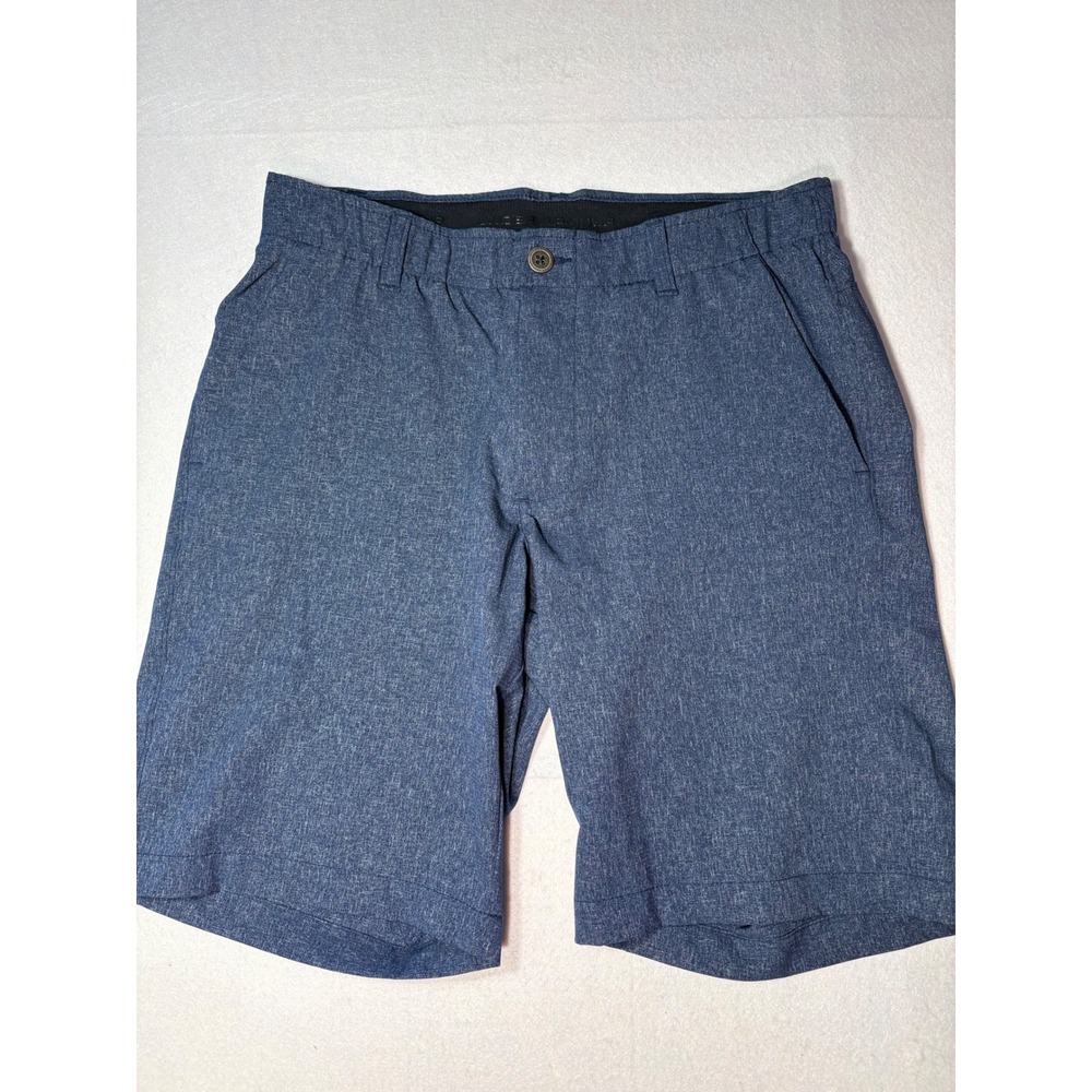 Under Armour Mens Blue Heather HeatGear Golf Shorts Stretch Waistband Size 32